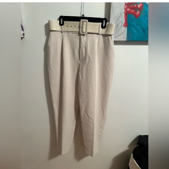 Zara high waisted belted pants- Large NWOT - Picture 4 of 10